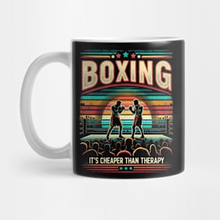 Funny Boxing T Shirt Cheaper than Therapy Mug